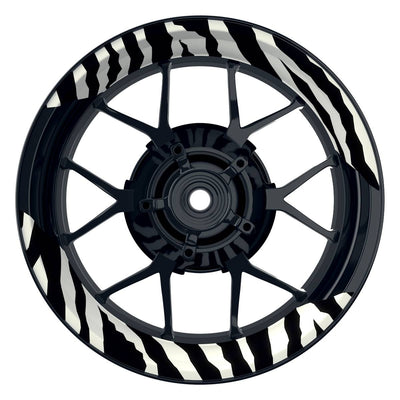 Felgenaufkleber ZEBRA weiss Wheelsticker Premium geteilt schwarz