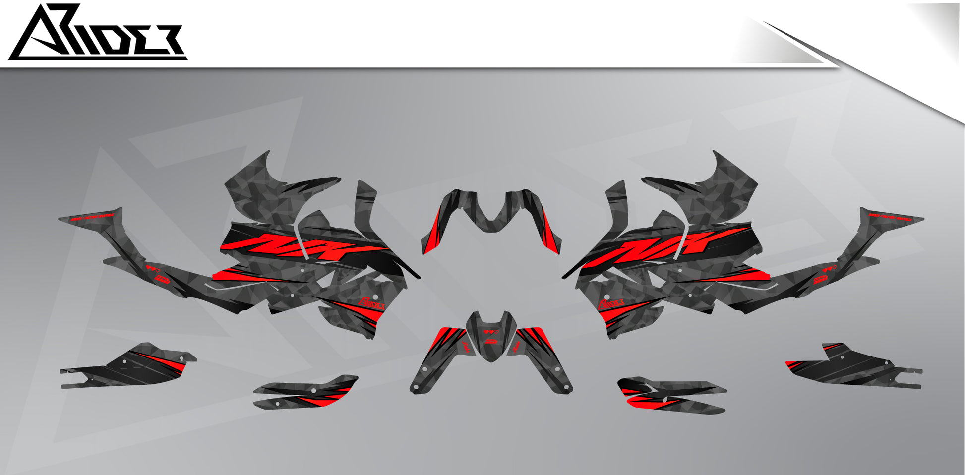Dekor passend für CFMOTO 450 NK - Wild Edition, Farbe Rot, Übersicht Dekorsatz