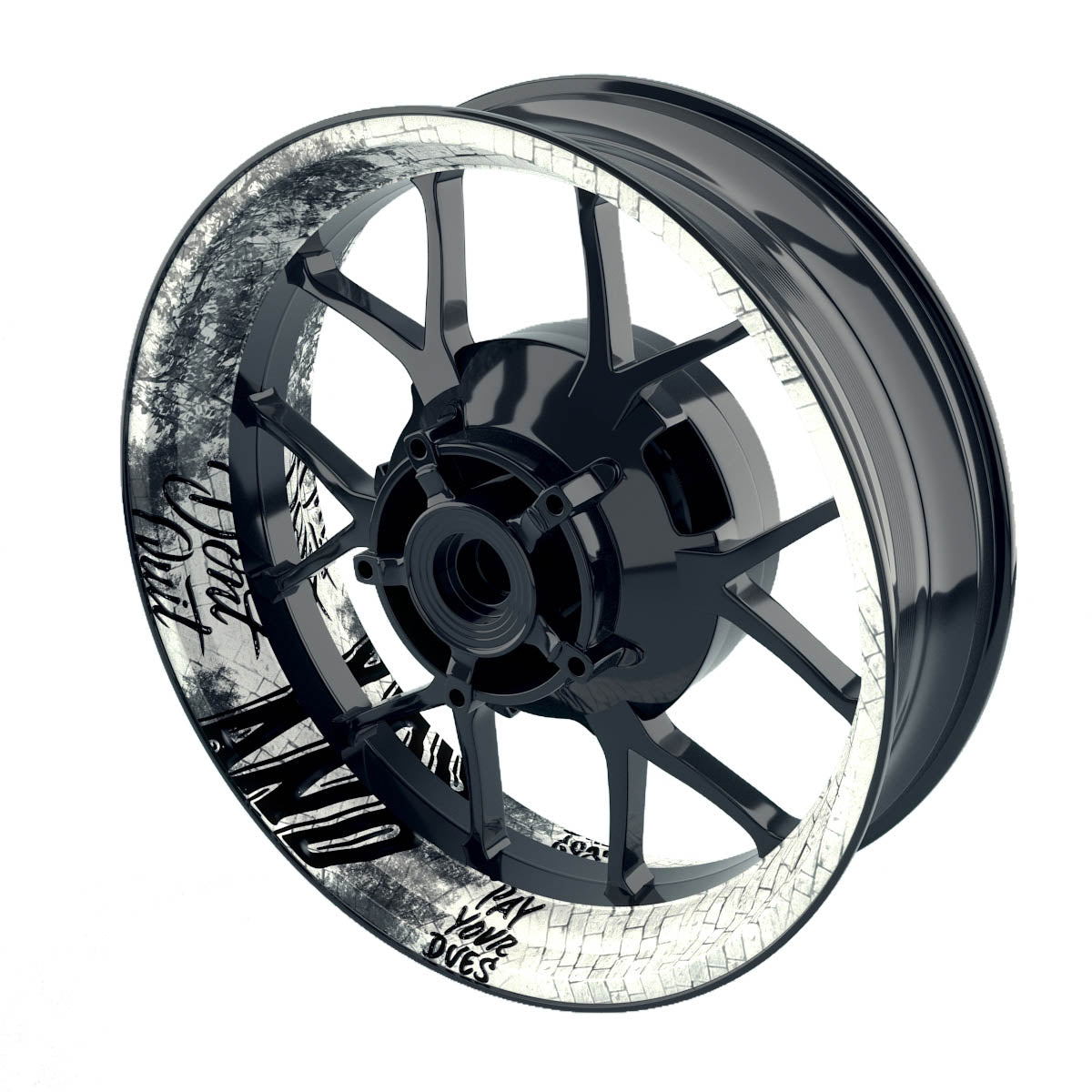 Felgenrandaufkleber Motorrad Dont Quit für Motorrad weiss