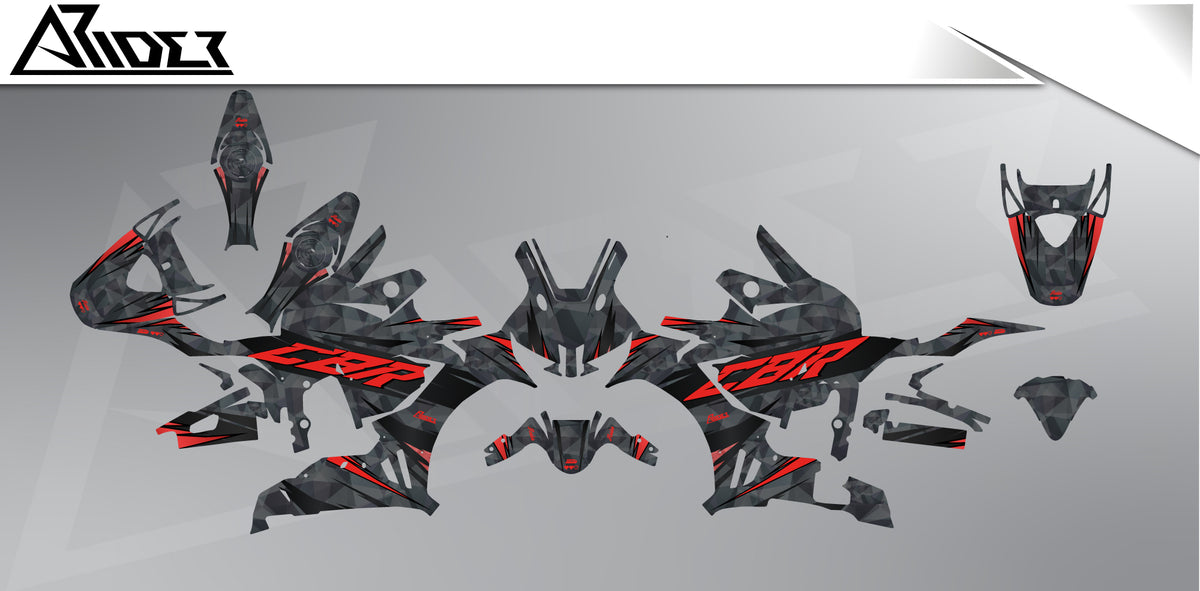 Dekor passend für Honda CBR 600 RR - Wild Edition, Farbe Schwarz, Übersicht Dekorsatz