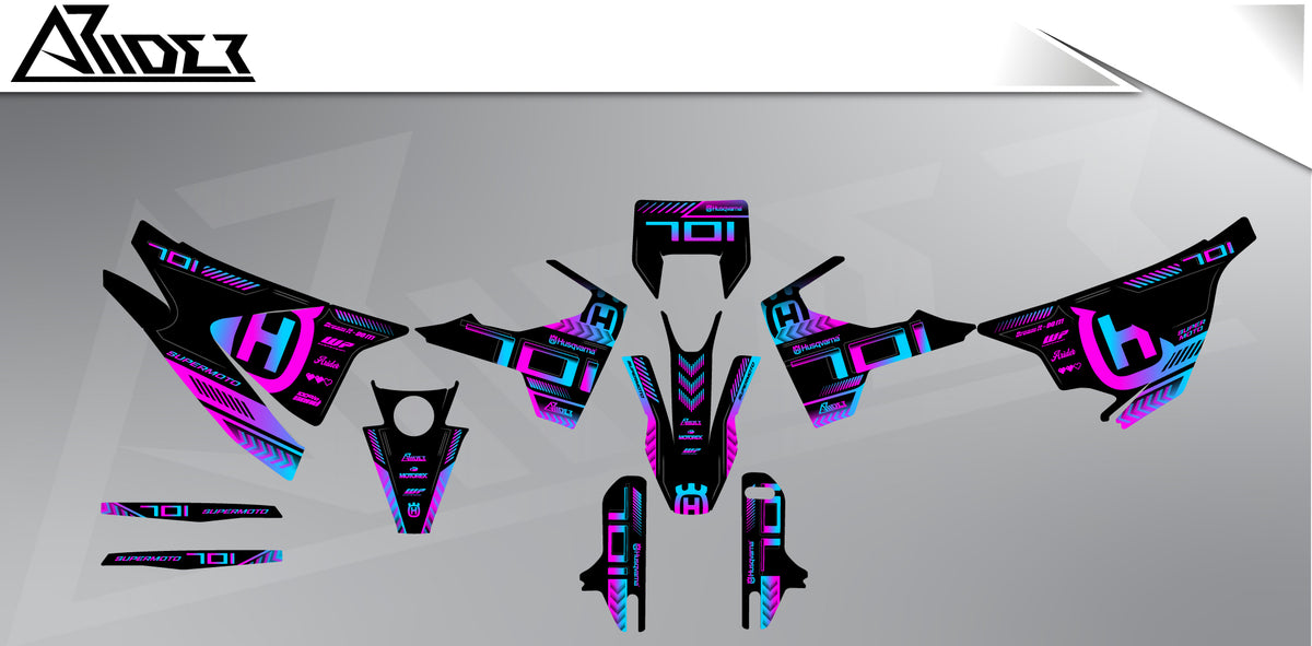 Dekor passend für Husqvarna 701 - Cover Edition, Farbe Pink, Übersicht Dekorsatz
