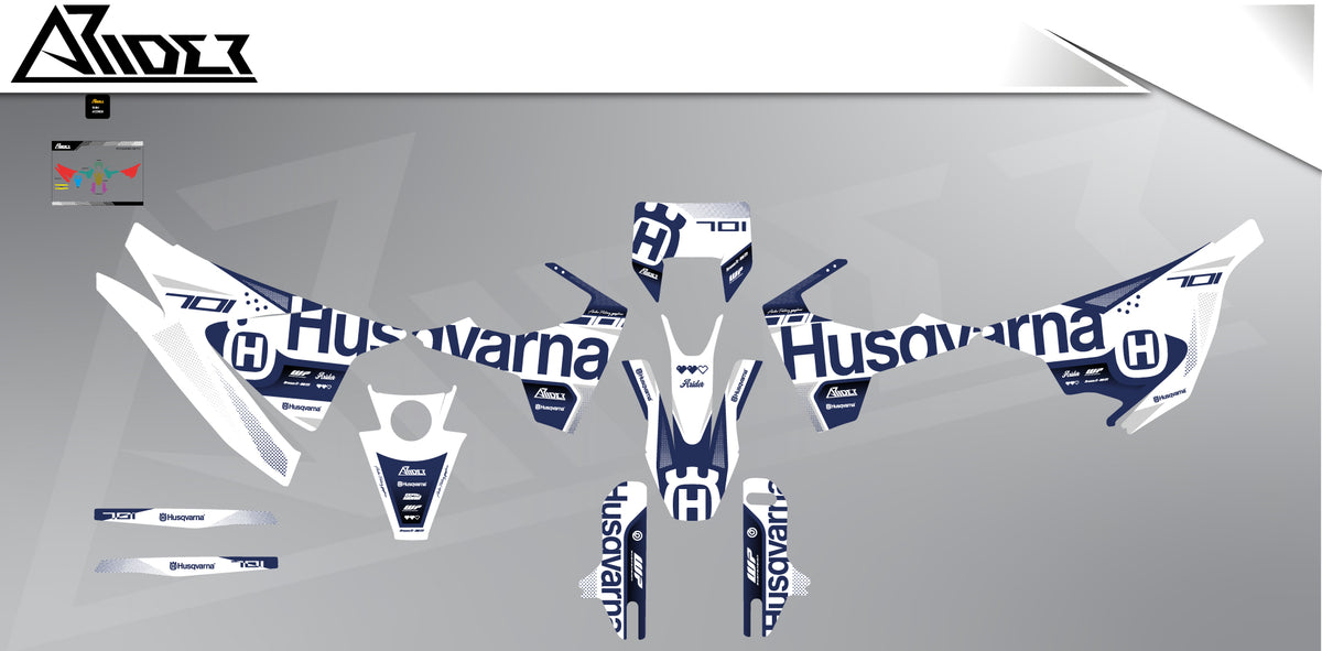 Dekor passend für Husqvarna 701 - Title Edition, Farbe Weiß, Übersicht Dekorsatz