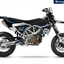 Arider Dekor passend für Husqvarna 701 – Sigma Edition, blau-weißes Grafikdesign auf einer Husqvarna 701 Supermoto in Seitenansicht.
