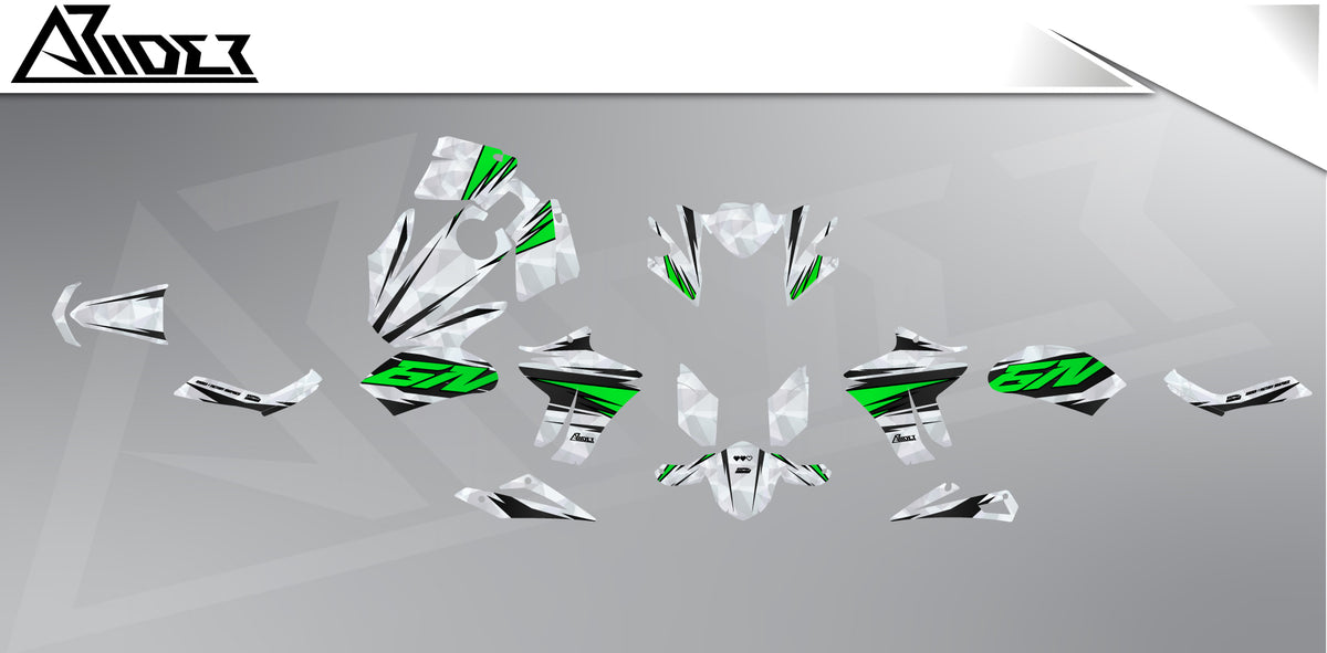 Dekor passend für Kawasaki ER-6N - Wild Edition, Farbe Grün, Übersicht Dekorsatz