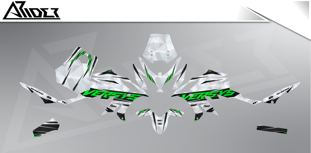 Dekor passend für Kawasaki Versys 650 - Wild Edition, Farbe Grün, Übersicht Dekorsatz