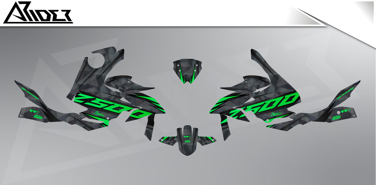 Dekor passend für Kawasaki Z500 - Wild Edition, Farbe Schwarz, Übersicht Dekorsatz
