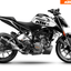 Arider Dekor passend für KTM Duke 125 – Alpha Edition, weiß-schwarze Grafik auf kompletter Seitenansicht der Maschine.