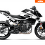 Arider Dekor passend für KTM Duke 125 – Alpha Edition, weiß-schwarze Grafik auf kompletter Seitenansicht der Maschine.