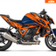 Arider Dekor passend für KTM Super Duke 1390 – Alpha Edition, blau-orange Grafik auf kompletter Seitenansicht der Maschine.