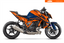 Arider Dekor passend für KTM Super Duke 1390 – Alpha Edition, blau-orange Grafik auf kompletter Seitenansicht der Maschine.
