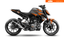 Arider Dekor passend für KTM Duke 390 – Base Edition, grau-orange Grafik auf kompletter Seitenansicht der Maschine.
