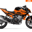 Arider Dekor passend für KTM Duke 990 – Alpha Edition, orange-schwarze Grafik auf kompletter Seitenansicht der Maschine.