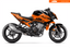 Arider Dekor passend für KTM Duke 990 – Alpha Edition, orange-schwarze Grafik auf kompletter Seitenansicht der Maschine.