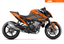 Arider Dekor passend für KTM Duke 990 – Base Edition, grau-orange Grafik auf kompletter Seitenansicht der Maschine.