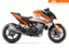 Arider Dekor passend für KTM Duke 990 – Base Edition, weiß-orange Grafik auf kompletter Seitenansicht der Maschine.