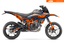 Arider Grafik passend für KTM 125 / 390 SMC-R – Alpha Edition in Orange-Blau, montiert an der KTM 125 / 390 SMC-R.