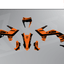 Arider Grafik passend für KTM 125 / 390 SMC-R – Alpha Edition in Orange-Schwarz, komplette Dekorteile in flacher Einzelteilansicht.