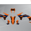 Arider Dekor passend für KTM 125 / 390 SMC-R – Base Edition, blau-orange Grafikteile in flacher Einzelteilansicht.