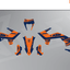 Arider Grafik passend für KTM 125 / 390 SMC-R – Alpha Edition in Blau-Orange, komplette Dekorteile in flacher Einzelteilansicht.