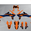 Arider Dekor passend für KTM 690 SMC-R – Base Edition, blau-orange Grafikteile in flacher Einzelteilansicht.