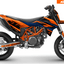 Arider Dekor passend für KTM 690 SMC-R – Base Edition, blau-orange Grafikdesign auf einer KTM 690 SMC-R in Seitenansicht.