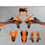 Arider Dekor passend für KTM 690 SMC-R – Base Edition, orange-graue Grafikteile in flacher Einzelteilansicht.