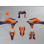Arider Dekor passend für KTM 690 SMC-R – Alpha Edition, blau-orange Grafikteile in flacher Einzelteilansicht.