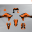 Arider Dekor passend für KTM 690 SMC-R – Alpha Edition, orange-schwarze Grafikteile in flacher Einzelteilansicht.