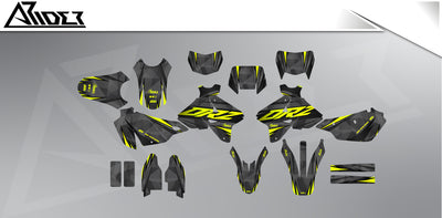 Dekor passend für Suzuki DRZ 400 - Wild Edition, Farbe Gelb, Übersicht Dekorsatz