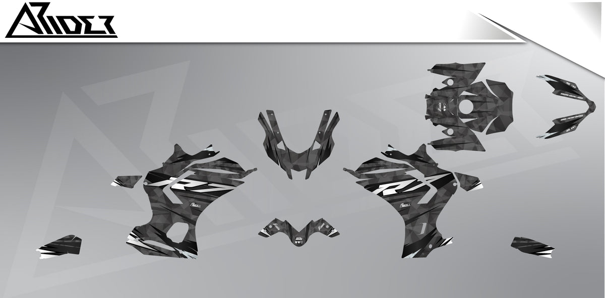 Dekor passend für Yamaha R7 - Wild Edition, Farbe Schwarz, Übersicht Dekorsatz