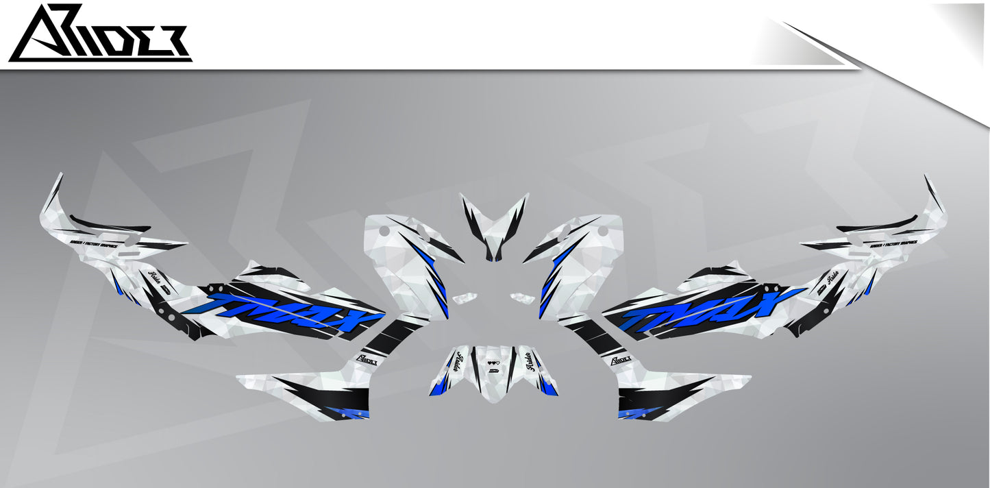 Dekor passend für Yamaha TMAX 560 - Wild Edition, Farbe Blau, Übersicht Dekorsatz