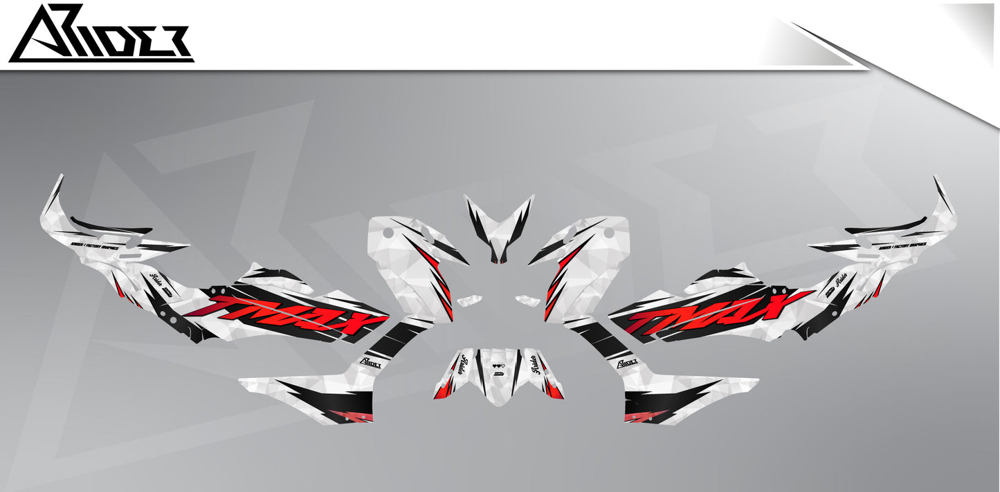 Dekor passend für Yamaha TMAX 560 - Wild Edition, Farbe Rot, Übersicht Dekorsatz