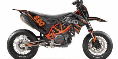 KTM 690 SMC-R Dekor Kit, Aufkleber 2019, 2020 und 2021 ARIDER Skull Design Orange